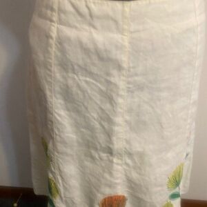 Boden Cream A-Line Skirt with Leaf Accents